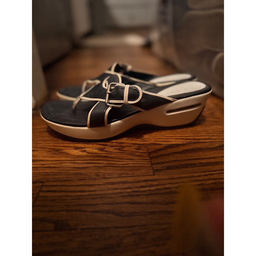 Cole Haan G Series Sandals Women Navy Blue Good Nike Air Wedge Thong Buckle - Picture 2 of 8